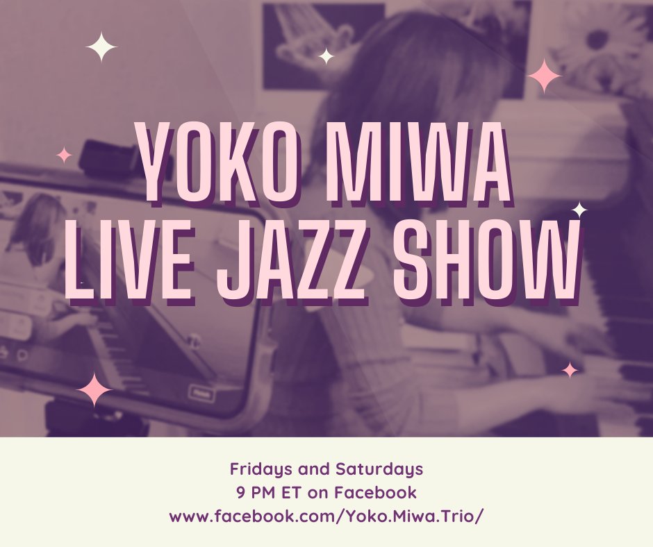 Nothing beats live music in person. Next best thing? Live music online, right? @yokomiwa performs  #jazz every Friday and Saturday at 9 PM ET https://www.facebook.com/Yoko.Miwa.Trio/   #JazzDayAtHome