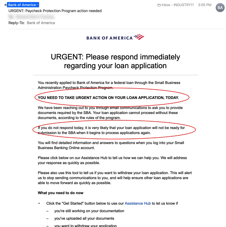 INDUSTRY11's tweet photo. @BankofAmerica #PPPloan #PPP You've had our application and documentation since 4/10 and decide today to send this request at 3pm on a Friday! Sooo done with you. Uploaded the form. Any more bullshit you need? You're actively making this impossible for #SmallBusiness https://t.co/J4ePFkEkdJ