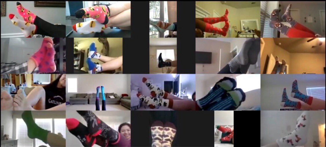 chargerdance16's tweet photo. #1920storm Crazy Sock Day at our weekly Zoom!! I spy someone twinning too π§πβ‘οΈβ @Fulshear_HS @LamarConsPVA https://t.co/L3LLnqZ2U4