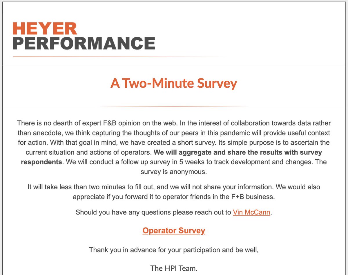 HeyerPerform's tweet photo. Calling all F+B operators - 2 mins, take this survey: https://t.co/KLYDlf2KJs https://t.co/o0JX37KceL