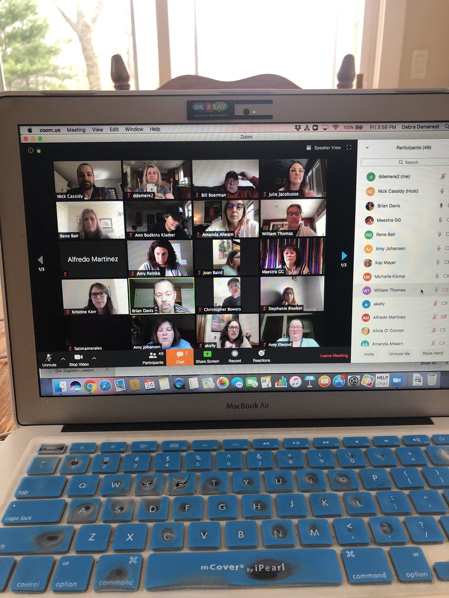 DebDemerest's tweet photo. @newsMS6_8 50 plus teachers and staff participating in a weekly Zoom meeting. Discussing the teaching and learning happing in our Remote Learning Platform. We miss our kiddos. Be safe! #HPSOpenforLearning #hpsproud https://t.co/D7aQO40qfy