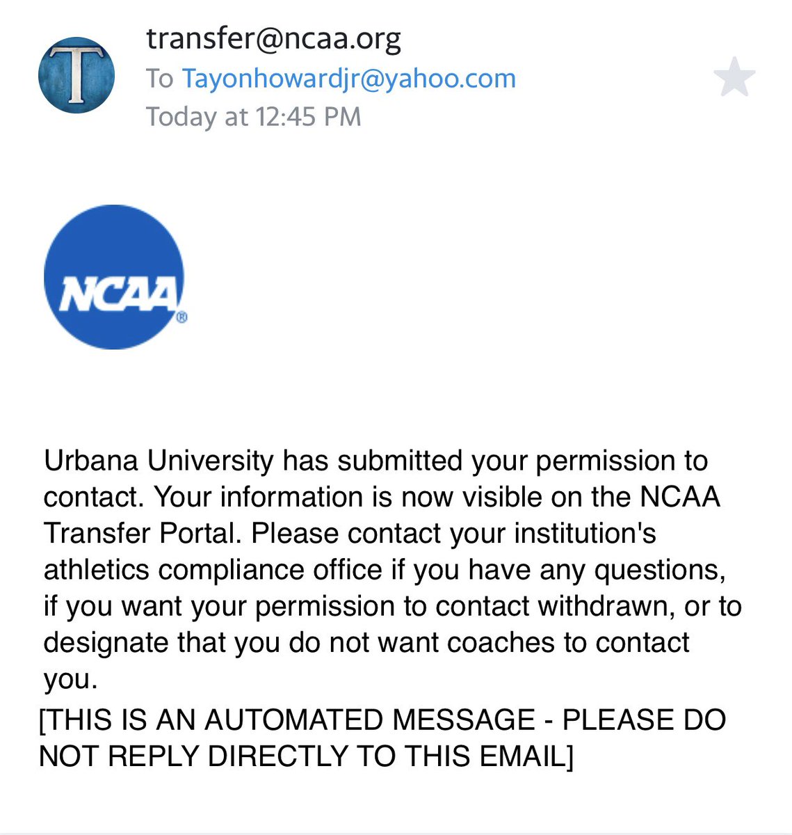 With Urbana University shutting down I’m looking for a new school to finish my academic and athletic career at. I have 3 years of eligibility left plus a redshirt. I want to thank the coaches for everything they have done for me. I have officially entered the transfer portal.