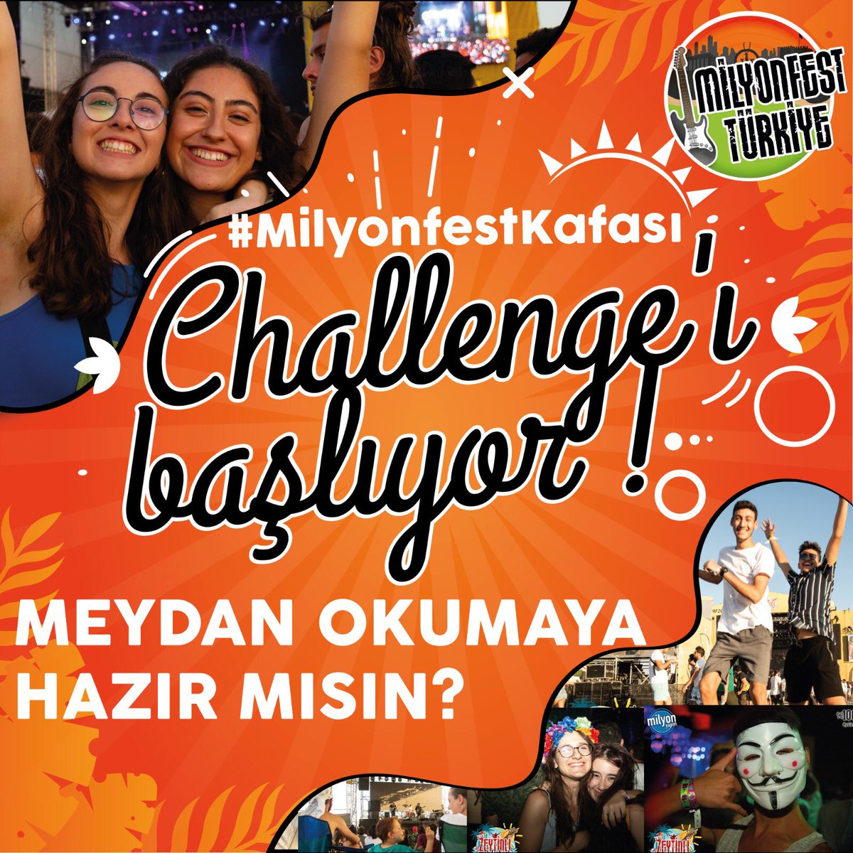 Festivallerimizde çektiğin "İşte Bu #MilyonfestKafası" dediğin fotoğraf/videonu paylaş ve başka bir arkadaşına meydan oku⚔️ 

Instagram Storymizde yayınlanacak bu meydan okumalarda sen de yerini al⚡

🔺instagram.com/p/B_YGAngH572/
