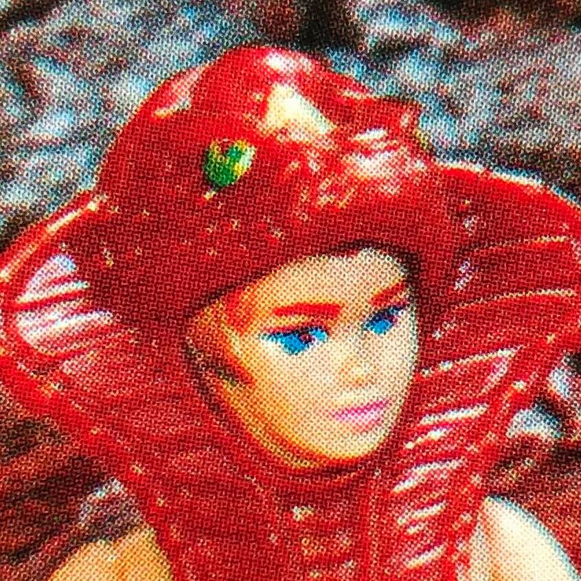 The evolution of  #Teela! Step 8: Early factory Teela figure. A very few initial figures retained the additional detail of green paint on the eyes of the Snake armor. We see several examples of this in catalogs.