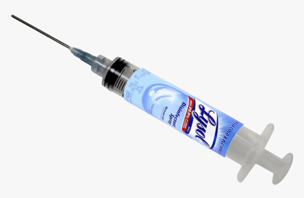 rlaska1's tweet photo. We're all going to get Lysol injections. And Mexico is going to pay for it. https://t.co/4kKlDQNxjB