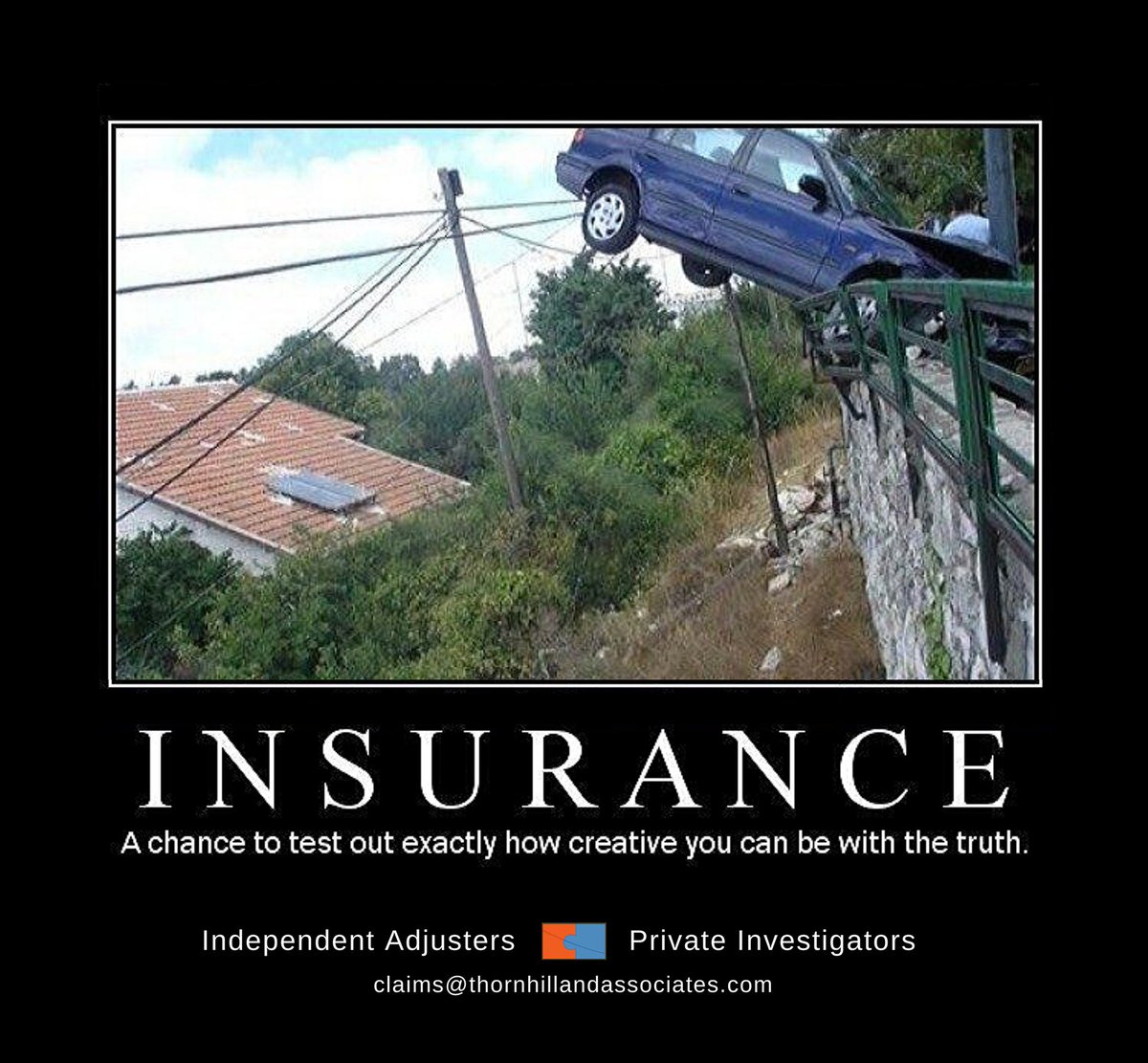 ThornhillClaims's tweet photo. 😱😂
#insurancefunny #independentadjusters #claimsprofessionals #seeittobelieveit #funny #claims #autoaccident #creativetruth #insuranceclaims #howditgetupthere #adjusterlife #gotclaims https://t.co/0DbhrEZdUw