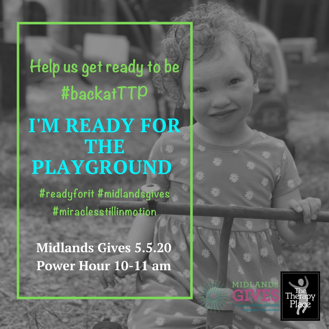 therapyplaceinc's tweet photo. For Midlands Gives, Help us build a new sensory gym so when the virus is away the kids will play! Our power hour is at 10 am and we have a generous $10,000 match so your money goes even further! #readyforit #backatTTP #miraclesinmotion #midlandsgives #powerhour https://t.co/A72mg0dSCG