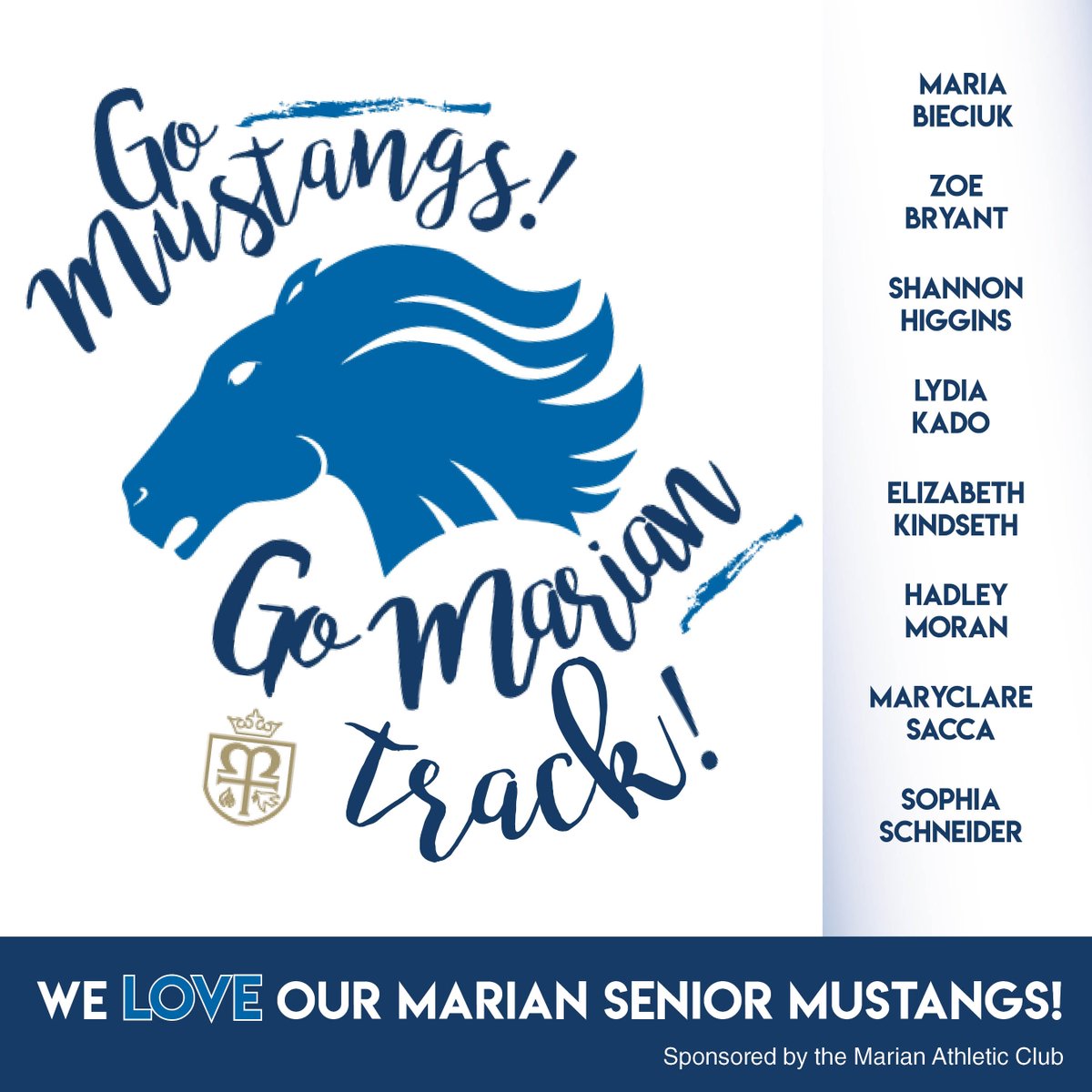 marianhighmi's tweet photo. We hope to honor these seniors later as a program and school, but until then, know not a day goes by that we don’t wonder what this season could have been! Wishing these seniors much success in college! GO MUSTANGS, GO MARIAN HIGH! #stangsational https://t.co/wqI9nSelmK