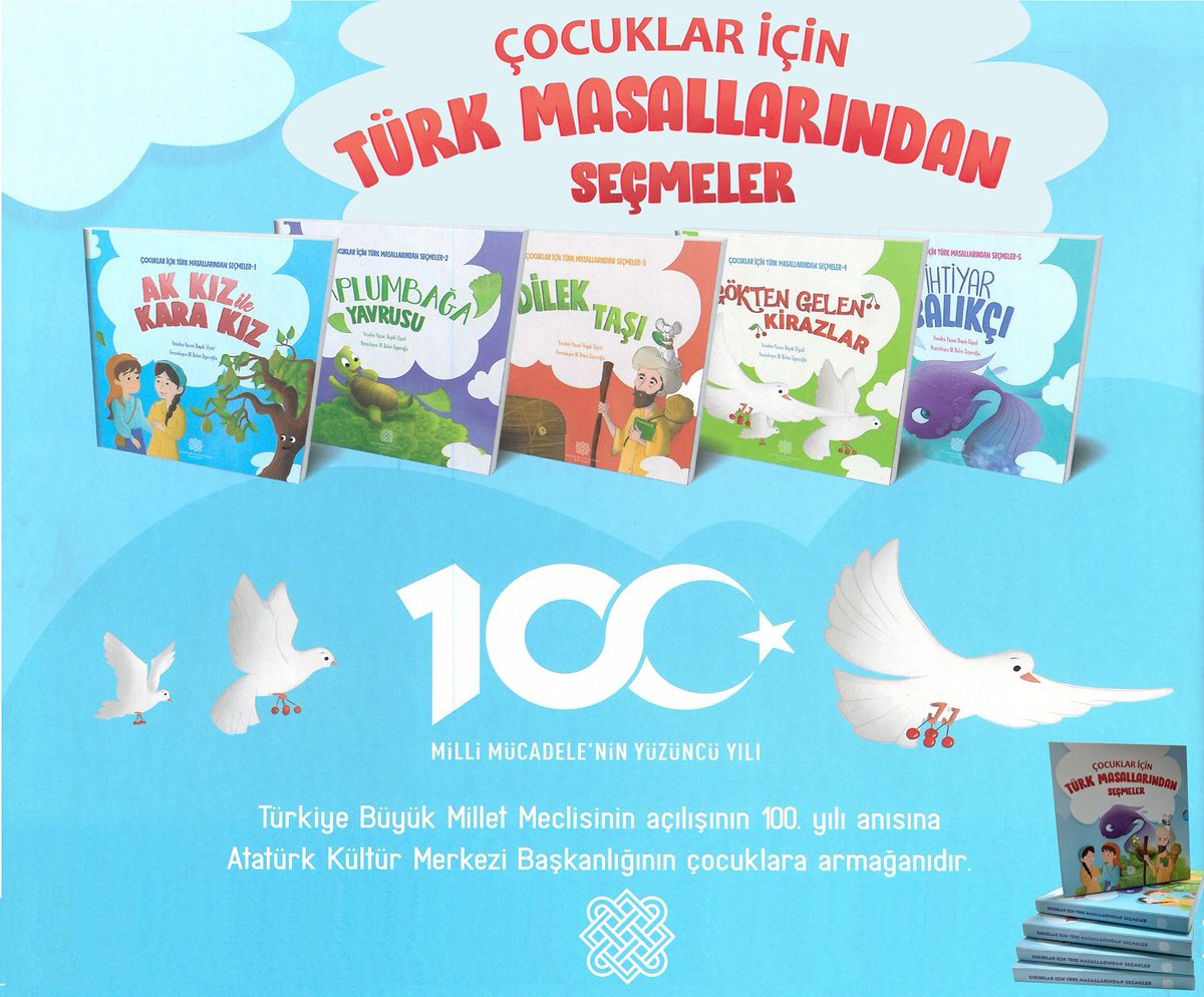 AKMB_govtr's tweet photo. "Anneler, çocuklarını bize özgü masallarla uyutabilsinler" düşüncesiyle hazırladığımız Çocuklar İçin Türk Masallarından Seçmeler setimiz TBMM'nin açılışının 100. yıl dönümünde 1️⃣0️⃣0️⃣ takipçimize çekilişle hediyemiz.

Yapmanız gereken, bu gönderiyi 30 Nisan'a kadar RT etmektir. https://t.co/xhBQnEZVPS