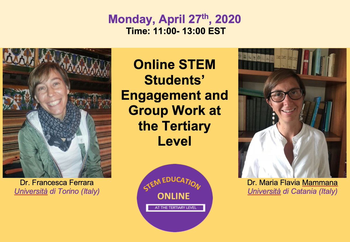 stem_online's tweet photo. Join us at ourJoin us at our second #Webinar on “#Online #STEM #Students' #Engagement and #GroupWorks in #Tertiary Level” on Monday, April 27th, 11:00- 13:00 EST https://t.co/umuhkgVq3f