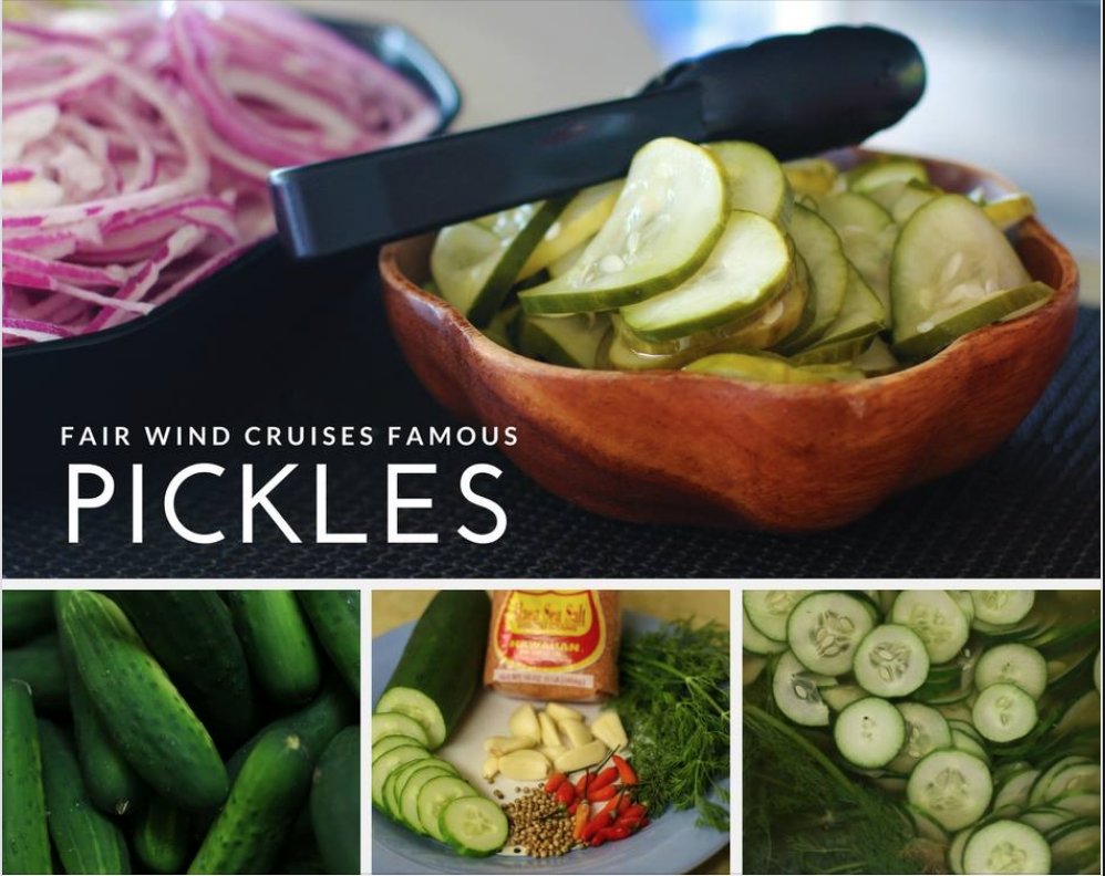 While we currently aren’t able to share a BBQ lunch aboard the Fair Wind II or Hula Kai, we wanted to bring the Fair Wind kitchen favorites to you - in the comfort of your own home.

Check out our recent @Facebook post to see how we make our famous pickles bit.ly/2KJttMF
