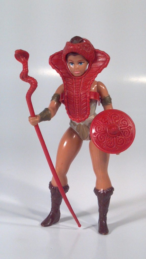 The evolution of  #Teela!Step 9: the final figure. Initially released in 1982 with red hair and boots, and dark red accessories. Many 1984 reissues gave her brown hair and boots, and bright red accessories.Read more:  https://battleramblog.com/teela-warrior-goddess-1982/