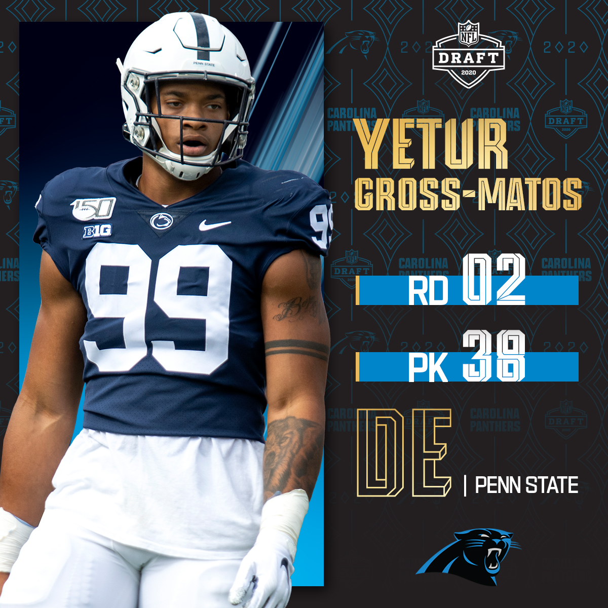 NFL on X: 'With the No. 38 overall pick, the @Panthers select  @PennStateFball DE Yetur Gross-Matos! 