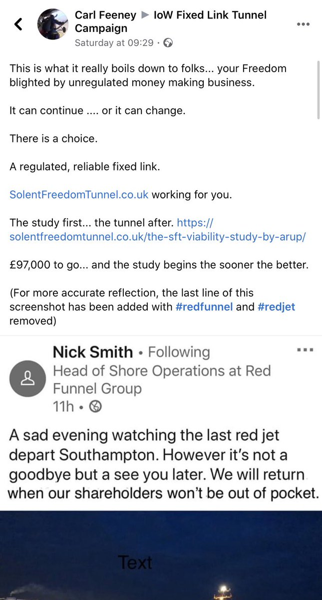 NoFixedLink's tweet photo. Mr Feeney wanted a fixed link study and failed. Mr Feeney wanted to be our MP and failed. So instead at a time of national crisis he’s editing the statements of @RedFunnelFerry staff to try and anger people into donating for his under funded study. Unbelievable. Shameful. https://t.co/TuXxkwwwdd