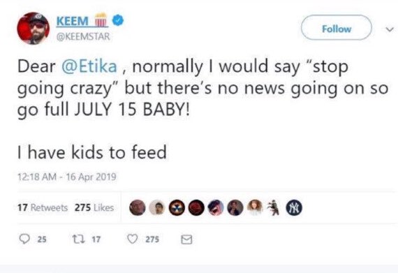 ClubPickers's tweet photo. @braidinator @KEEMSTAR He wouldn’t until something bad happens https://t.co/Vo5MErDeOm