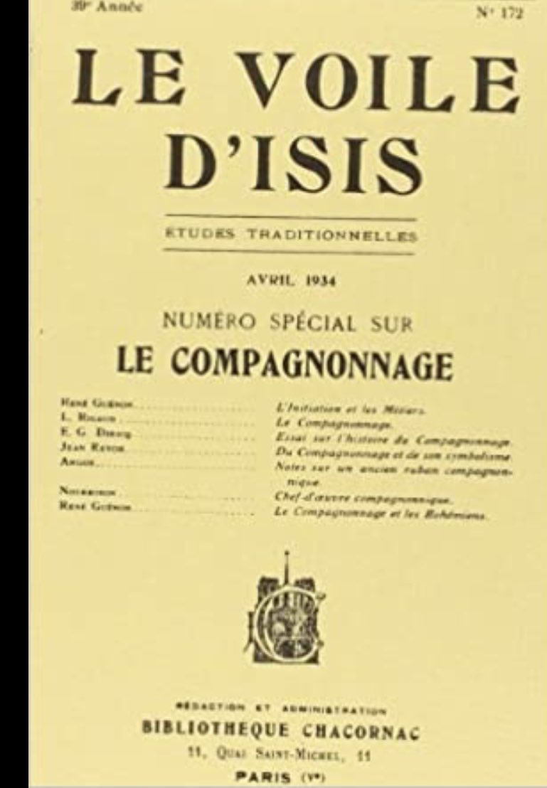 He also began to write, editing the journal La gnose from 1909 - here is the first volume  https://issuu.com/sergebencheikh/docs/la_gnose_extraits probably til 1922 and he wrote for La voile d’Isis (founded by Papus in 1890) from 1935 became  #ÉtudesTraditionelles later edited by Michel Valsan (1911-1974) 7/