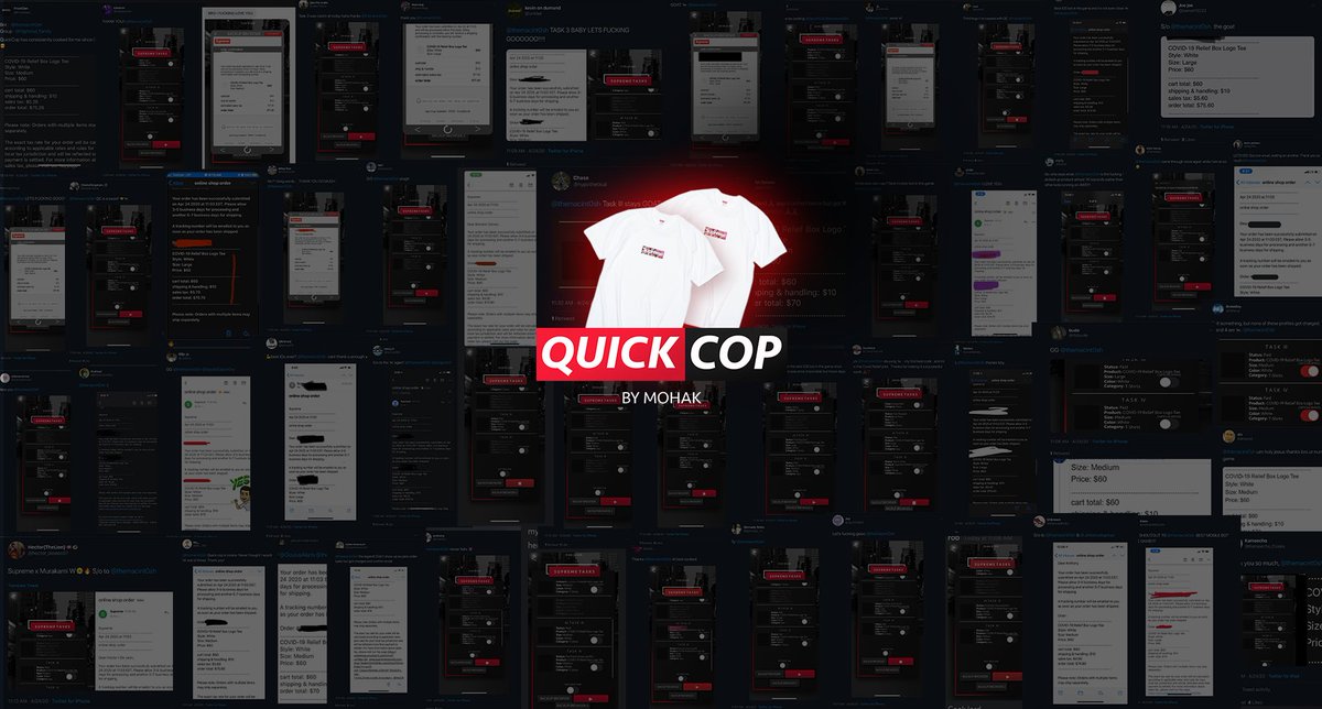 themacint0sh's tweet photo. Relief Tees secured ✅

Even with a limited user base, I think it's safe to say QuickCop was the only mobile bot that worked today. I will continue making this bot a beast and can't wait to share what more I have in the works!

RT + Follow for a chance to win a copy. 😎💙 https://t.co/egV7IlFThr