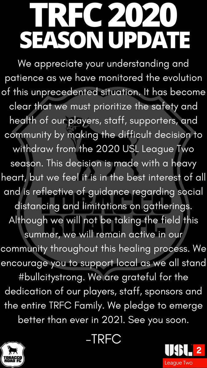 TRFC 2020 Season Update