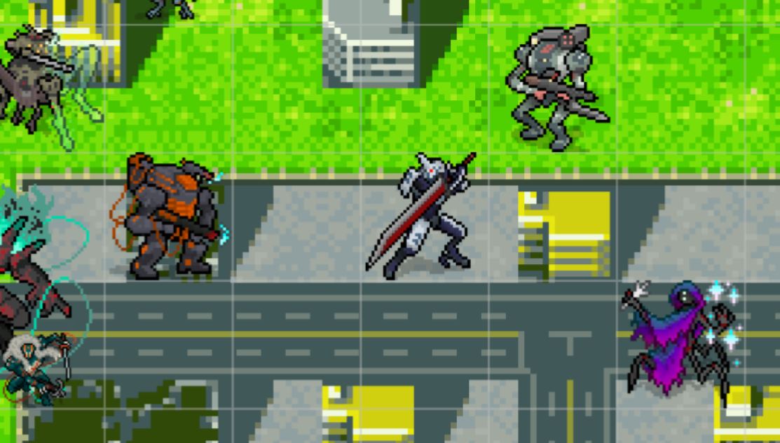 This thread's been quiet, but I've been busy! Here (on the right) are the Ronin, the Assault, and the Witch, three of the mechs players might face in  @Lancer_RPG. Making sprites without  @Orbitaldropkick's art to work from has been challenging but super fun!