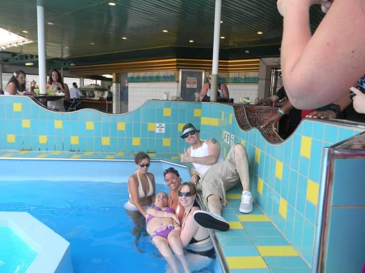 My best  @NKOTB cruise memory was when the girls decided I deserved to get in the swimming pool too and  @DonnieWahlberg happened to come by. Now I'm a fish. I love the water.  #NKOTBVirtualCruise