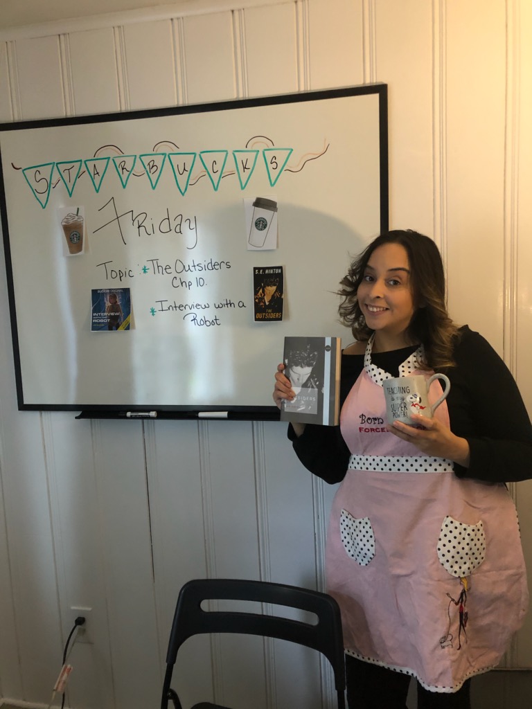 MsEspaillat's tweet photo. Virtual Starbucks Friday!!!! Bring the classroom home! @CESRahway @Rahway_Schools #education #ela #readingchat #rahway #imissmykids #seeingtheirfacesiseverything #discussion #cafeconleche #teachingismysuperpower @Starbucks #theoutsiders https://t.co/jbNSQZCmQU