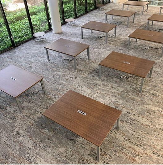 TableX_tables's tweet photo. Installation photos featuring the JUSTICE Series!! Talk about an upscale design with a robust frame for substantial surface areas. Butcher block tops, standing height, and industrial castors are just a few of the many options.  #MadeInAmerica               https://t.co/N5hj2I7dkY https://t.co/TrsHSPQ42j