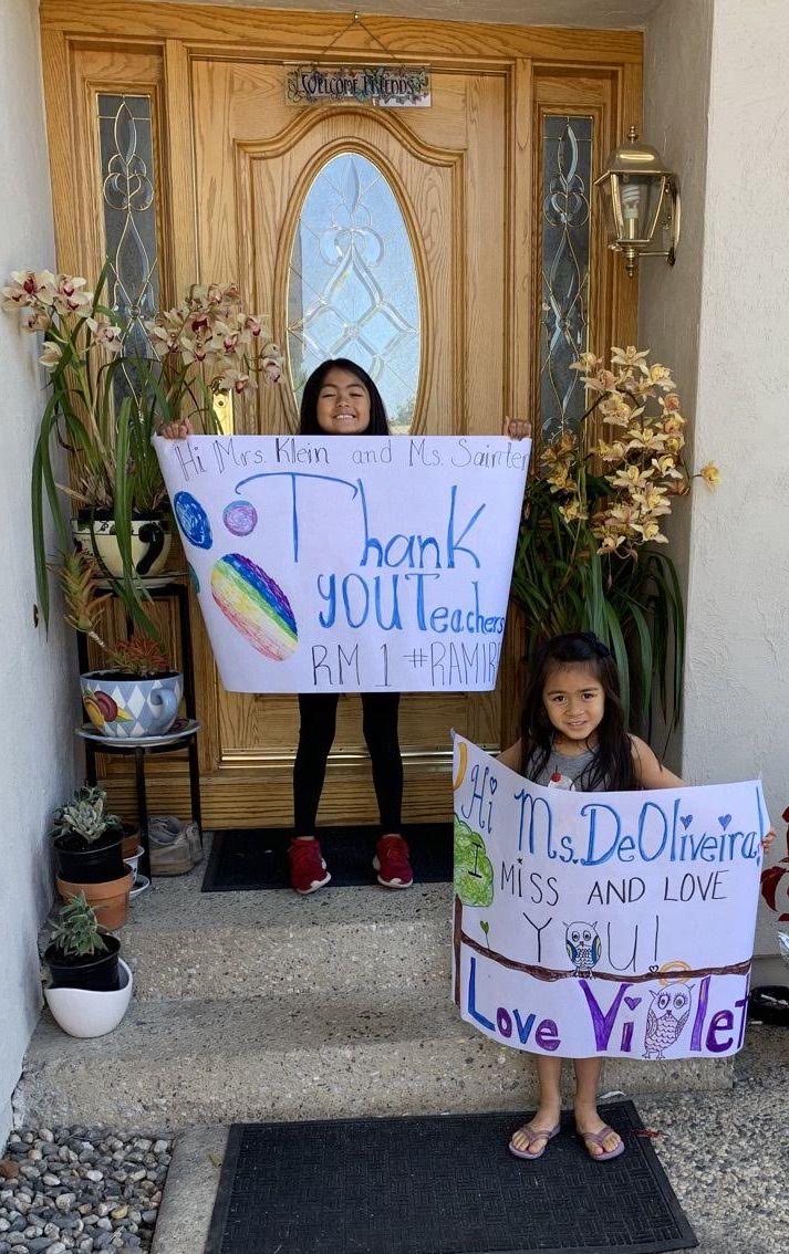 MUSDFamily's tweet photo. Students and staff designed colorful messages to one another for the #PomeroyElementary School teacher parade, which rolled through their families' neighborhoods on Thursday.

WE are #MUSDfamily and WE will get through this together. https://t.co/LJewUKMr28