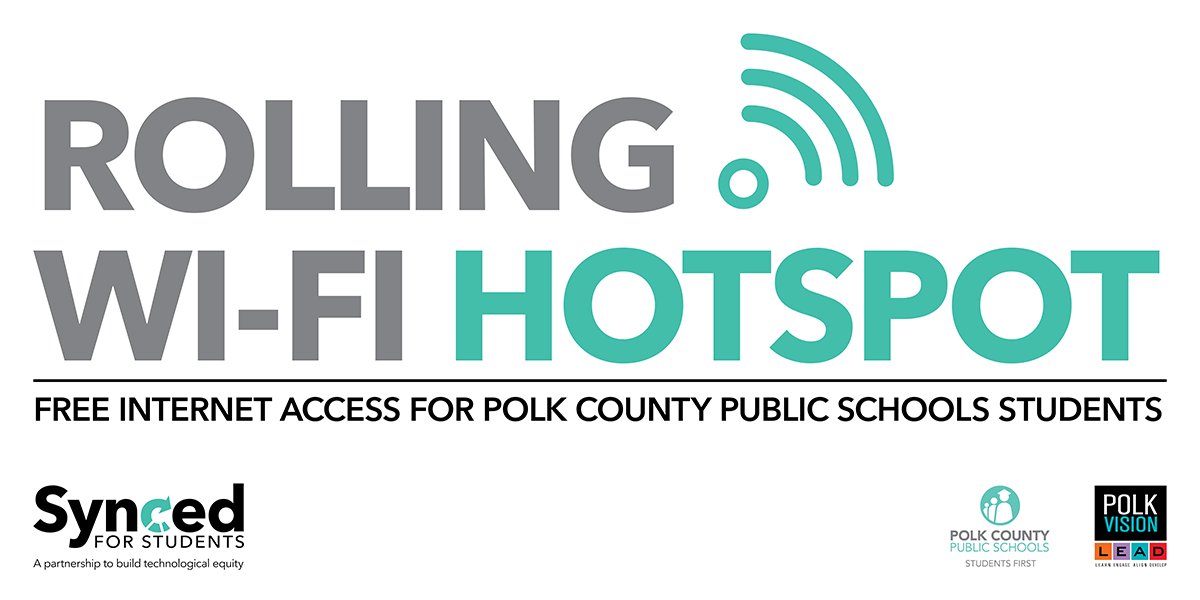 To help improve internet access and assist our students with distance learning, we're deploying a fleet of buses that will serve as Wi-Fi hotspots in areas of need. The "Synced for Students" program begins Monday. Details at polkschoolsfl.com/buswifi.