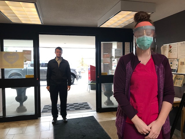 A HUGE shoutout to Flexus Industries in Aylmer for their generous donation of face shields to all of our Long Term Care Homes.Crystal Lovell, an employee of Terrace Lodge, is wearing one of the face shields that Isaak Neufeld donated.
 #ElginStrong #AllInThisTogether!!