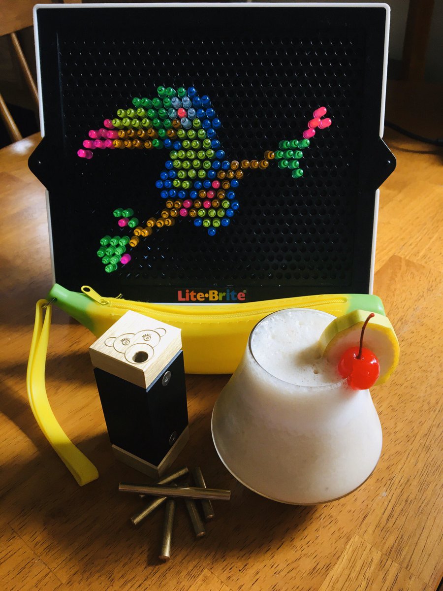 EricCovey's tweet image. #PuzzleFriday is back! Today I’m pairing “Feed the Monkey” by Two Brass Monkeys (bought from @cubicdissection) with a Dirty Banana cocktail! Mechanical puzzles are an AWESOME way to pass the time at home as we all responsibly socially distance ourselves.