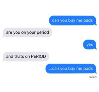 matty healy as “can you buy me pads” texts