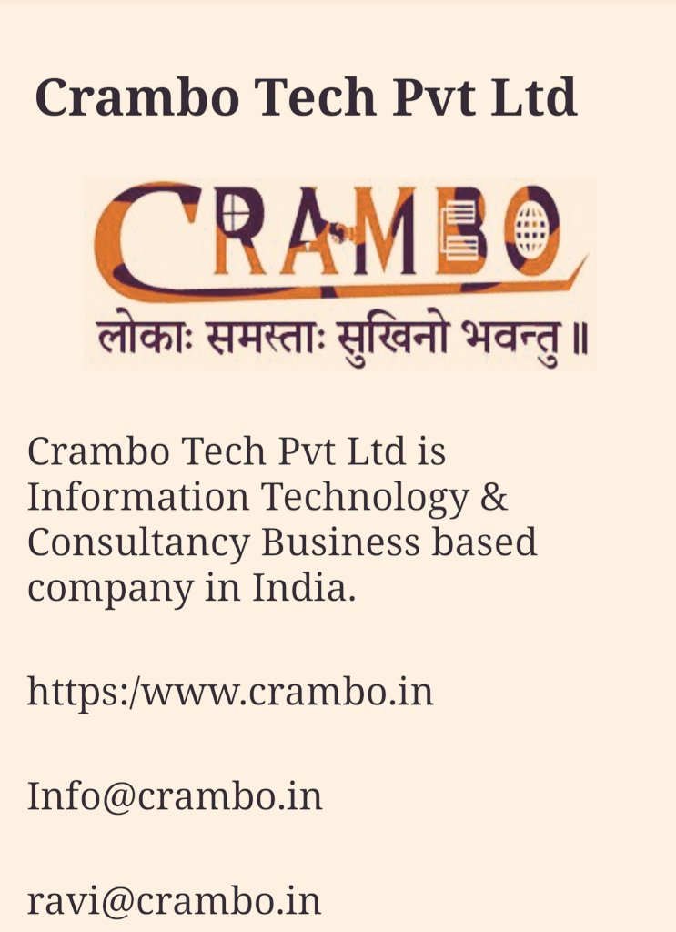 RAVIPRAKASHDIX's tweet photo. CTPL is Information Technology i.e Products &amp; Services are very Advanced &amp; Valuable Prices.@crambotech 
Our clients are happy to use of IT  service's ♟
👨‍💻🌐👨‍💻
@KrishSuryakant 
@SuryakantAditya 
 https://t.co/bGvGP30Kfz https://t.co/Ify0WxHPaW