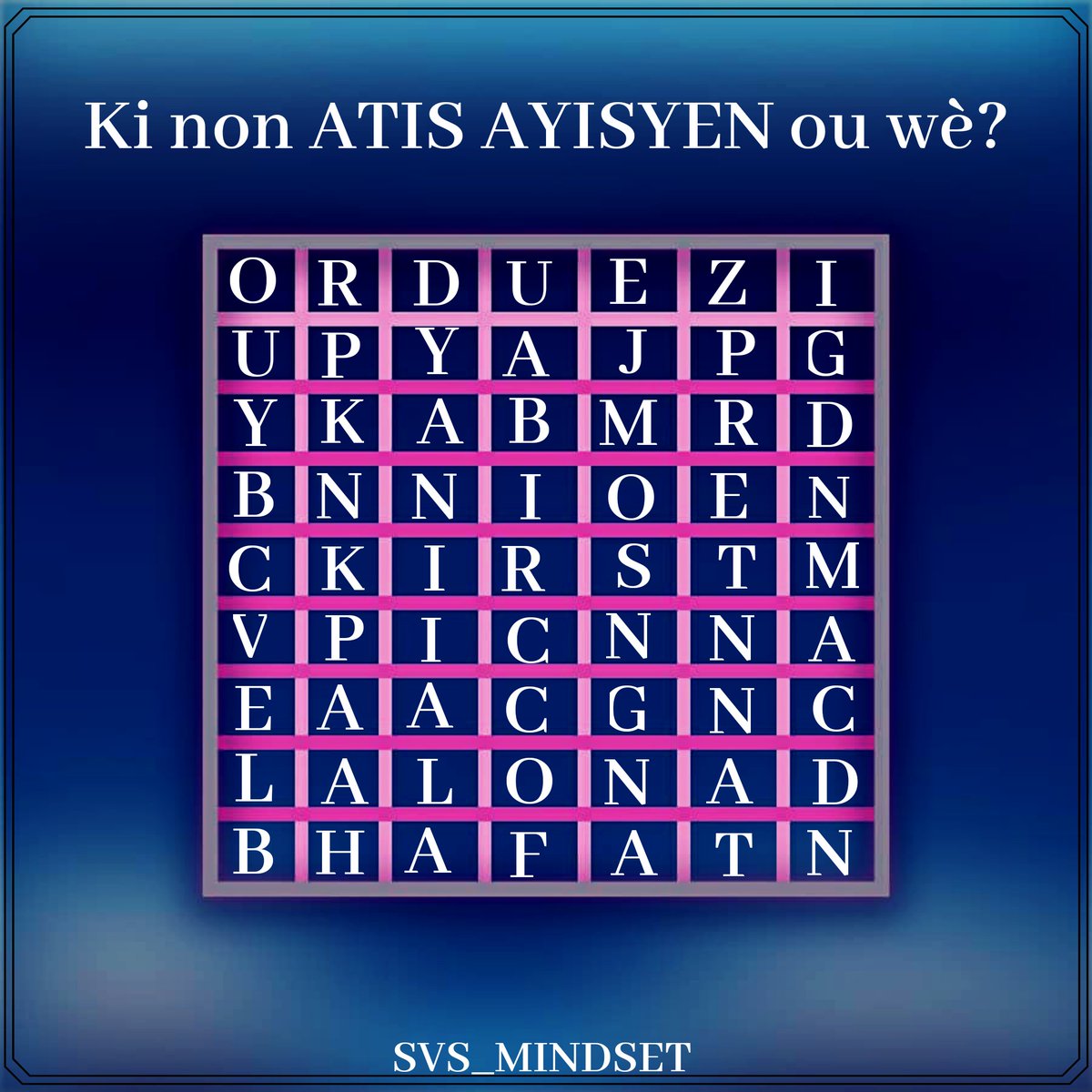 SVS_MINDSET's tweet image. Ki nom ou jwenn ?👀

Konbyen ou ka bay ?👀