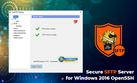 tidalmediainc's tweet photo. Secure SFTP Server for Windows 2016 OpenSSH

Secure SFTP Server for Windows 2016 OpenSSH allows you to transfer your data in protected way.

https://t.co/dKmtrYjpzK

#Azure #TidalMediaInc #FTP #SecureFTP #SFTP #FTPS #OpenSHH https://t.co/DZFwOPcWaM