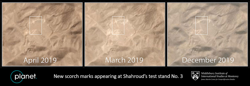 Again, geospatial analysis of Shahroud shows that Iran is quite active testing solid motors there and has been moving towards successively larger test stands. Taken together with Hajizadeh's comments it seems likely they already have a motor ready for first stage use. 9/13