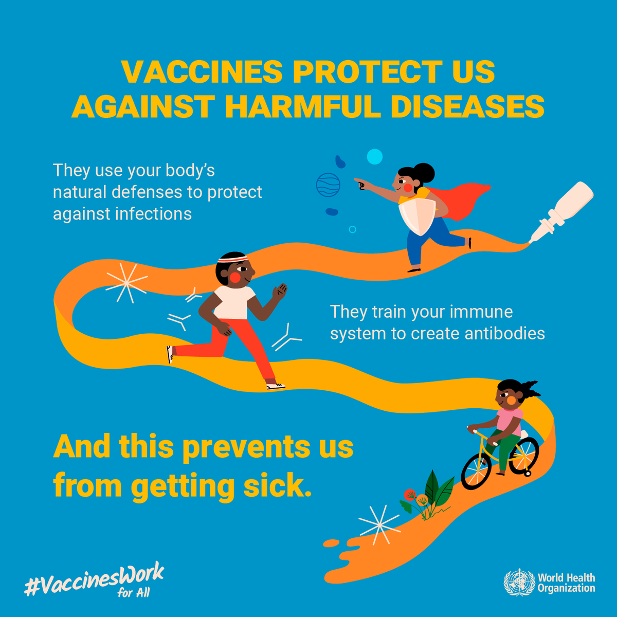 Vaccines protect us against harmful diseases like polio & measles, by: Using our body’s natural defenses to protect against infectionsTraining our immune system to create antibodies This prevents us from getting sick.   https://bit.ly/2Ya4NEZ  #VaccinesWork