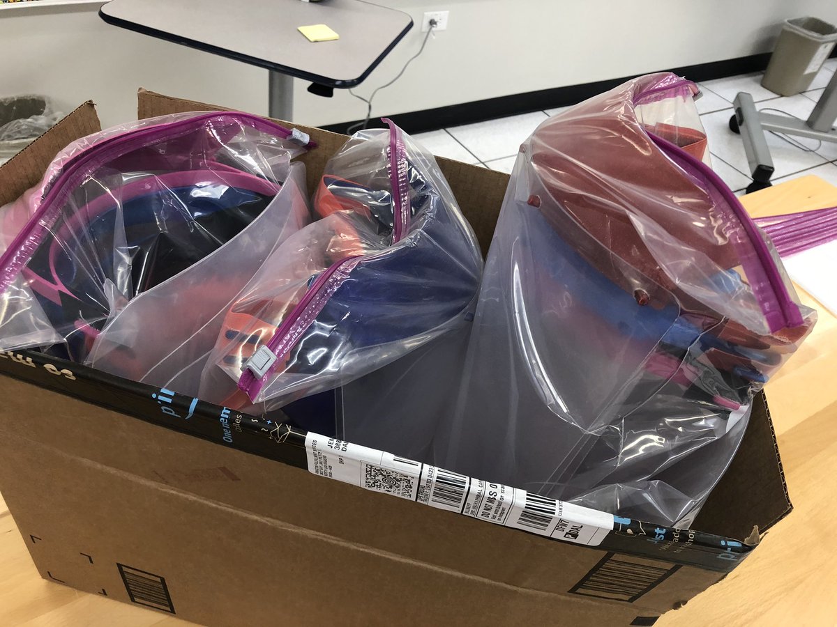 JMakins79's tweet photo. Another 95 @NIH approved 3D printed face shields made on @Prusa3D printers leave @parishepiscopal #DesignDen for @Parkland #BaylorPlano @UTHealth @UTSDhouston. @parishcribbs #parishstem #ParishConnectsUs https://t.co/xrQhxzFauh