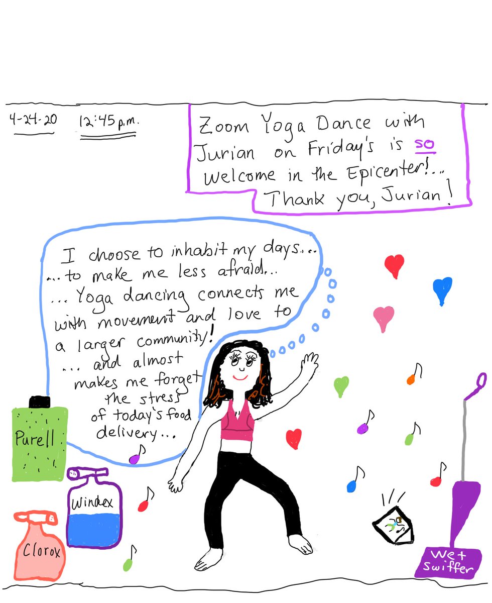 ZenRuby1's tweet photo. So grateful to rock my goddess with Jurian’s Friday Zoom Yoga Dance!... #yogadance #yoga #cartoonart #graphicnovel #rockingmygoddess #zoomyoga #zoomyogadance #isspringstillathing #covidart #sendingoutlove #jurianhughes #letyouryogadance #lessafraid #livingeveryday #hygienetips https://t.co/ucOsFpyF8H