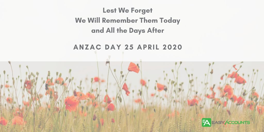 easyaccountsau's tweet photo. Lest We Forget
We Will Remember Them Today And All The Days After.
#anzacday2020 #business #smallbusiness #apps #software #xero #quickbooksonline #hubdoc #receiptbank #serviceM8 #bookkeeping #accounting #easyaccountsau https://t.co/Q3VHFQNJnt