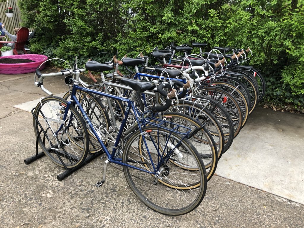 I am attempting to ride each of these ten bikes a lap around a predetermined course in one day.