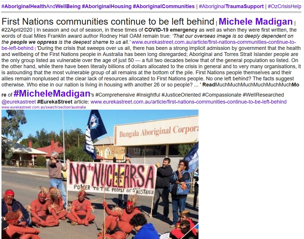 WgarNews's tweet photo. #FirstNationsCommunitiesContinueToBeLeftBehind | #MicheleMadigan #EurekaStreet https://t.co/Xkb2ySBoh1 | #COVID19au | #AboriginalHealthAndWellBeing #AboriginalHousing #AboriginalCommunities | #AboriginalTraumaSupport #WGARmob https://t.co/nDXnNEUCYu #FrontiersWarCommemoration Day https://t.co/iAVD6TwXM9