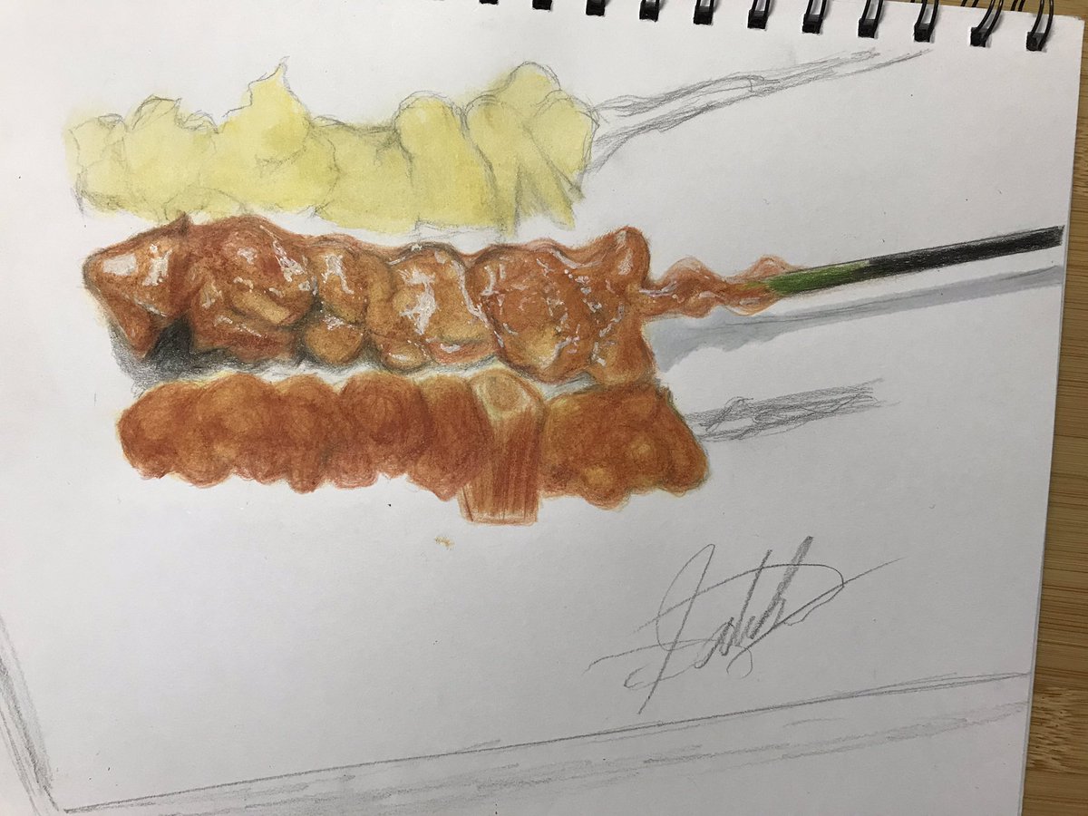 Dianne イラスト デジタルart 色鉛筆画 チョークアート 看板 Twitter પર 焼き鳥を描いてみました 上から下 真ん中の順にしあげてます 2本目にとりかかり中 居酒屋メニュー 焼き鳥 やきとり 色鉛筆画 いろえんぴつ 食べ物 たべもの 食べ物イラスト