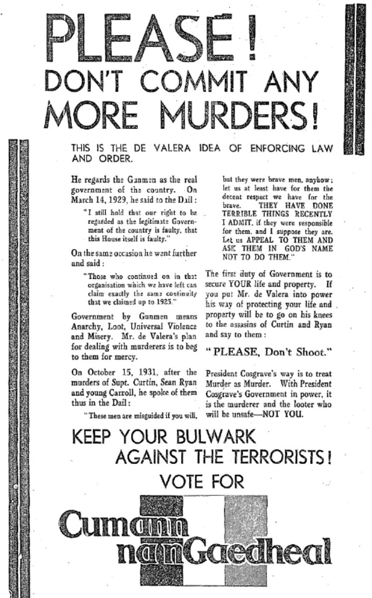 A thread of Cumann na nGaedheal material from the 1932 General Election referenced by Mary Lou on the  #LateLateShow