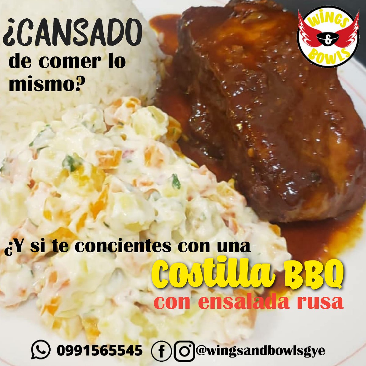 Romyflorz's tweet photo. Estamos activos de Lunes a Domingos, delivery GRATIS hasta las 7 pm, Costillas BBQ, alitas, secos @wingsandbowls.gye en Facebook o Instagram.
Villa Club, la Joya, Puerto Madeiro, Volare, El Condado, Villas del Rey, Via Salitre, Matices. Favor RT :) @pedritoortizjr https://t.co/WbTXFHx2t5