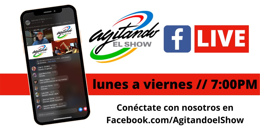 Agitando El Show (@agitando) on Twitter photo Conéctate con nosotros, que a las 7:00pm vamos LIVE por facebook.com/AgitandoElShow/
<a href="/sunshinelogrono/">Sunshine Logroño</a> <a href="/magobarrybarry/">Barry Barry!!El Mago</a> <a href="/CulebroMendoza/">Andres Mendoza culebro</a>
#QuéMuchosSomos Conéctate con nosotros, que a las 7:00pm vamos LIVE por facebook.com/AgitandoElShow/
<a href="/sunshinelogrono/">Sunshine Logroño</a> <a href="/magobarrybarry/">Barry Barry!!El Mago</a> <a href="/CulebroMendoza/">Andres Mendoza culebro</a>
#QuéMuchosSomos