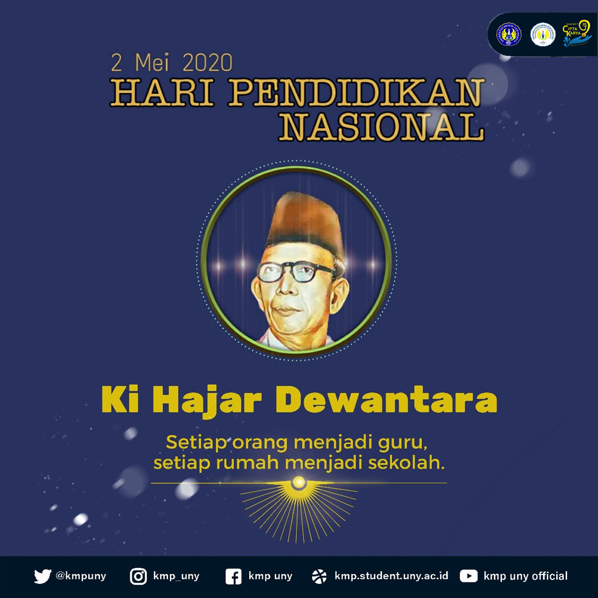 SELAMAT HARI PENDIDIKAN NASIONAL
"ing ngarsa sung tulodho, ing madya mangun karsa, tut wuri Handayani"

Ditengah pandemi Covid-19 dan kebijakan untuk melaksanakan pembelajaran #dirumahaja, semoga tetap optimis untuk pendidikan Indonesia yang lebih baik.