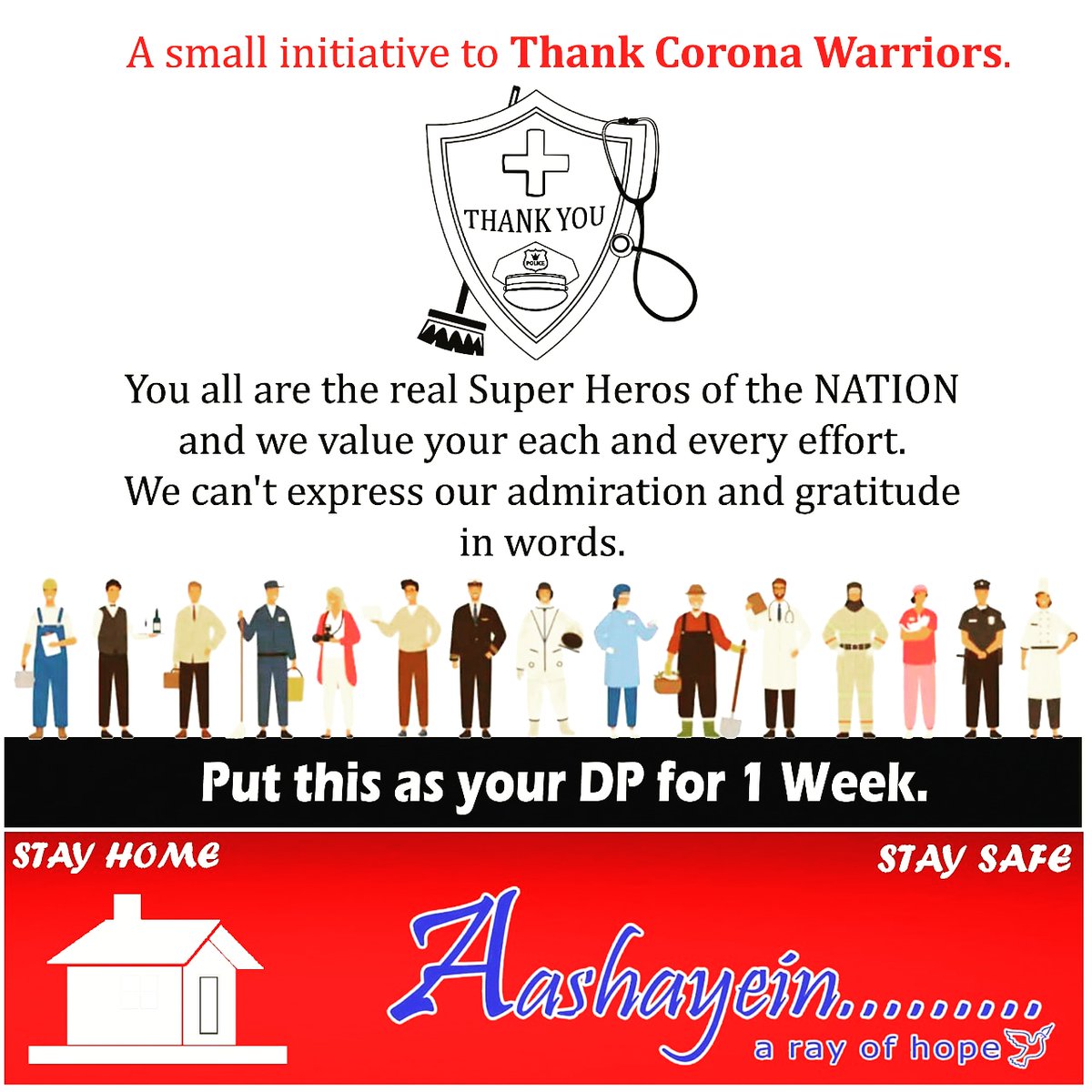 aashayein4cause's tweet photo. #Intiative to support #Corona_warriors..
Let's spread this #Picto small #appericiation https://t.co/onH0VZPwae