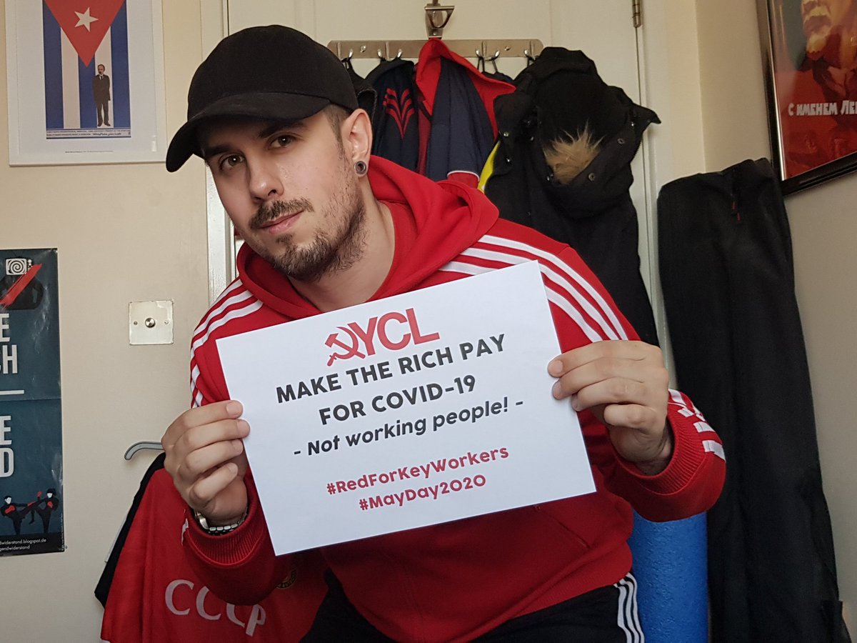 WeaverTheRed's tweet photo. Forgot to post this here yesterday 😏 but happy belated International Workers Day! 🚩 #MayDay2020 #redforkeyworkers https://t.co/0EZKxe1dJV