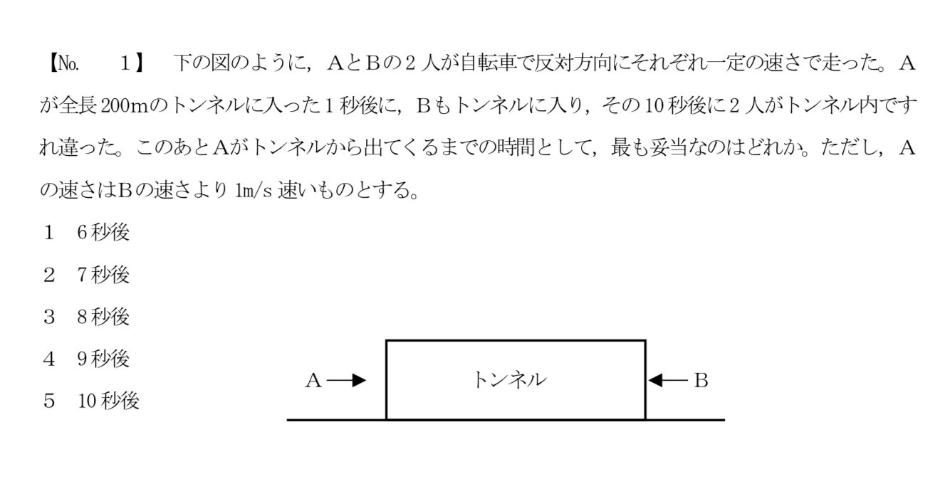柴崎 直孝 数的処理ガチ勢 本日4問upします 3 4問目 2問とも東京消防庁の速さです 2問とも基本レベルです No 1は旅人算の公式を使いたくなるけど 同時にスタートしていないので使えません No 2は有名問題ですね 距離が同じところを見つけて比 柴崎 直孝 数的処理ガチ勢 本日4問upします 3 4問目 2問とも東京消防庁の速さです 2問とも基本レベルです No 1は旅人算の公式を使いたくなるけど 同時にスタートしていないので使えません No 2は有名問題ですね 距離が同じところを見つけて比