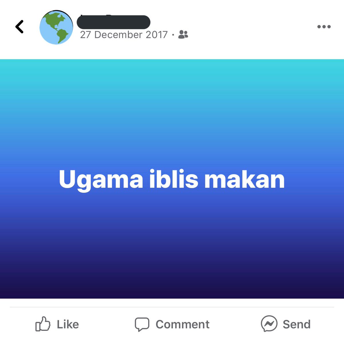 Kesian kawan baik aku dari kecik ni... dia terlampau obsessed nak tgk benda yg ghaib dan nak buka hijab mata dia. Dah 4 thn dah life dia lost. Dia selalu act macam org gila and buat status pepelik. Sedangkan dia pelajar cemerlang study german language.. doakan lah dia sembuh ya😭